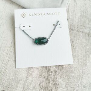 Kendra Scott Silver Green Cat's Eye Necklace - Elisa